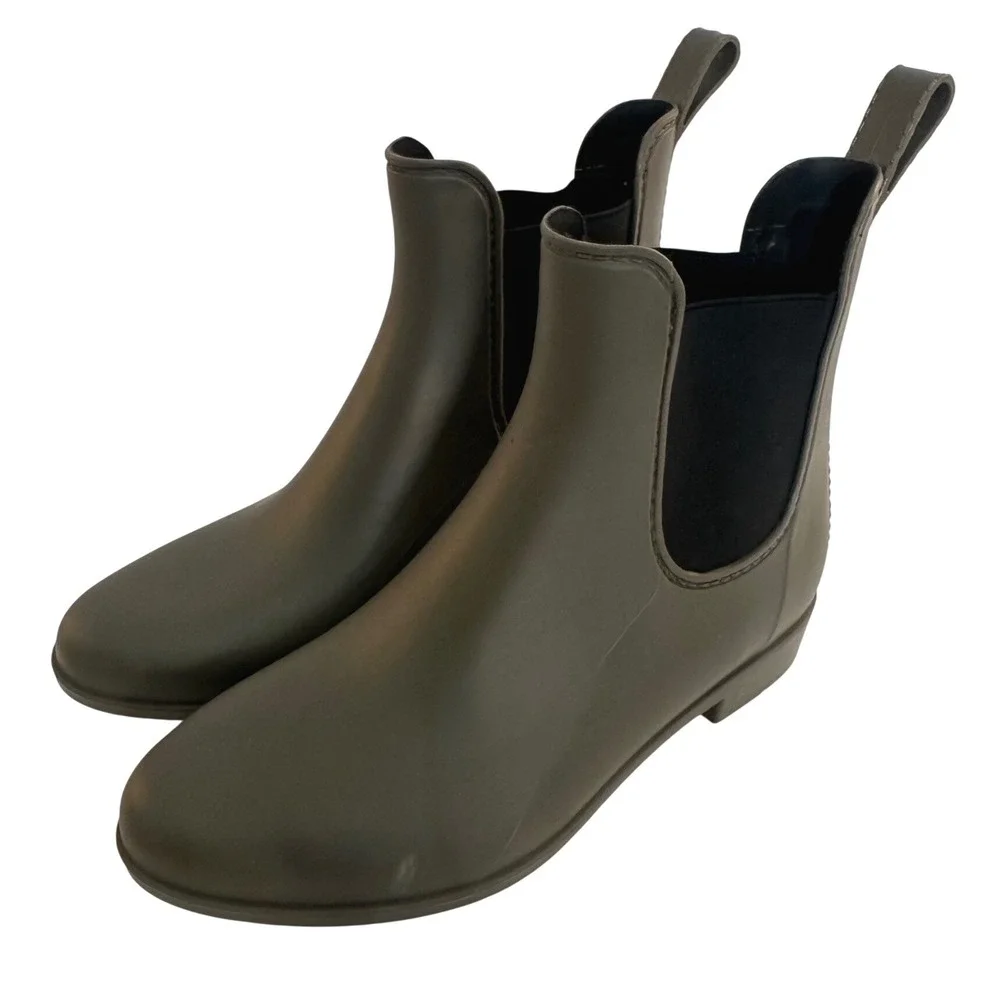 Storm by Cougar Womens Olive Green Rubber Chelsea Rain Boots Size 6